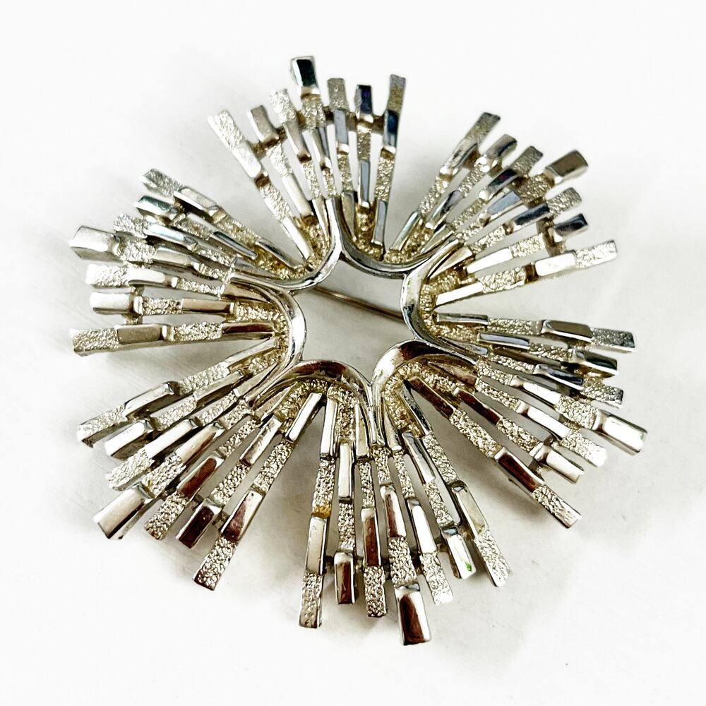 Crown Trifari Vintage Silver Starburst Brooch